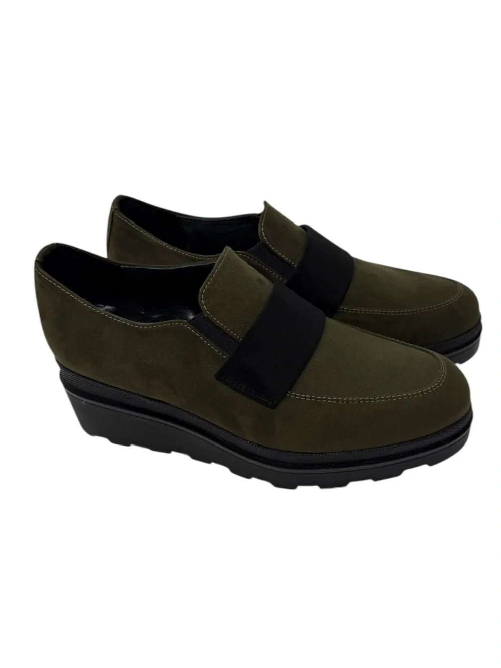 Ateliers Herald Wedge Loafer Green Suede Platform